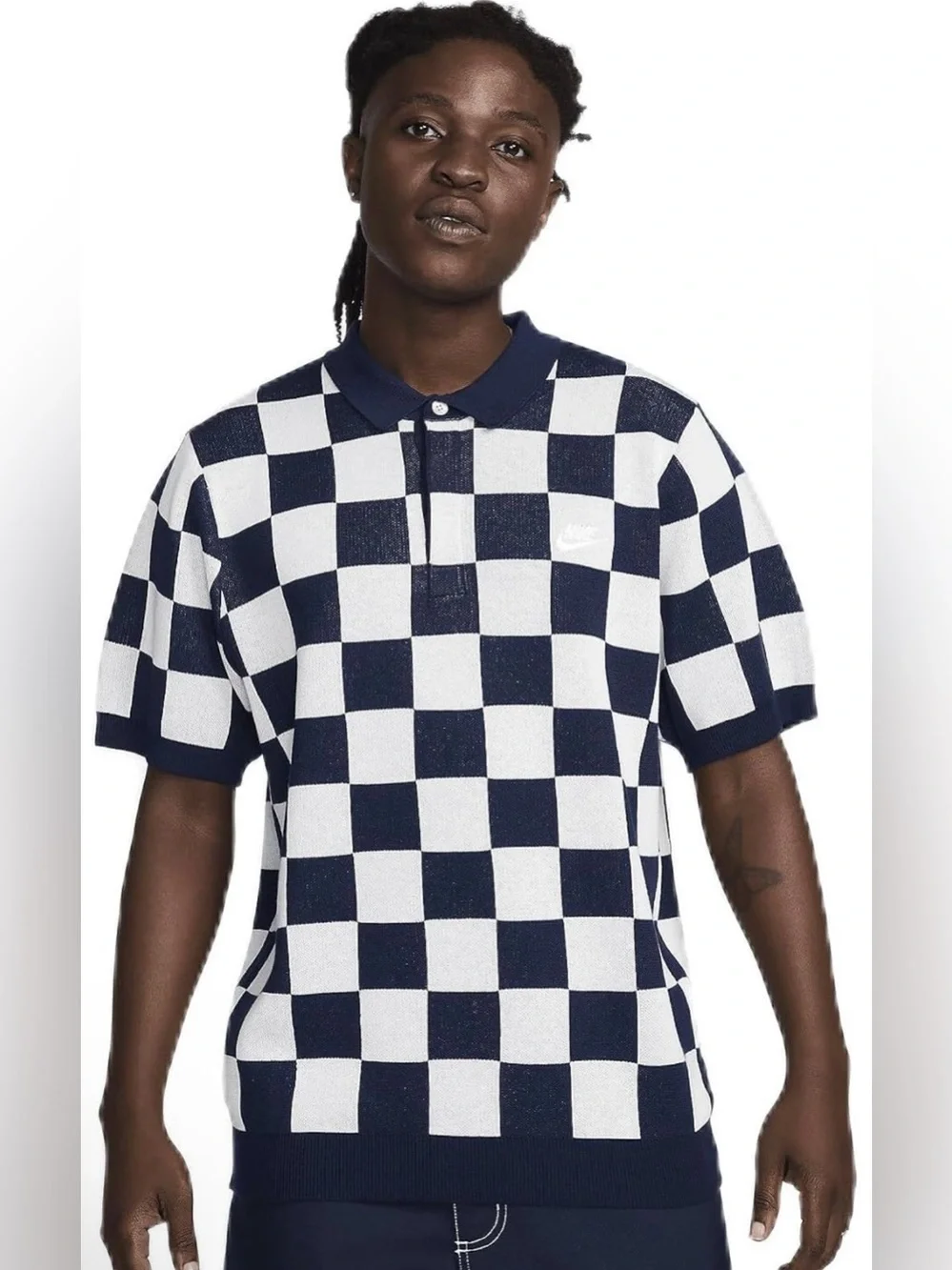 Nike Checkers Polo in Midnight Navy & Sail Size Small